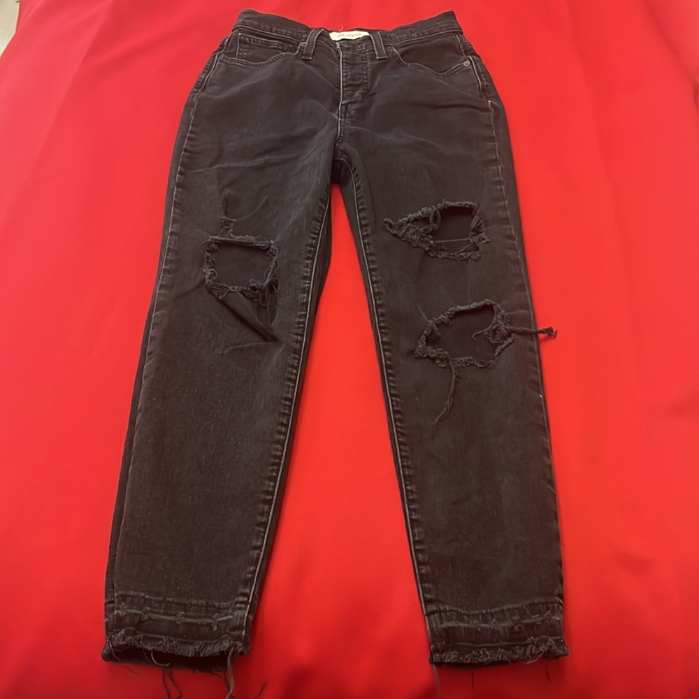 Madewell The Mom Jean Ripped Size 26 Dark Gray color
